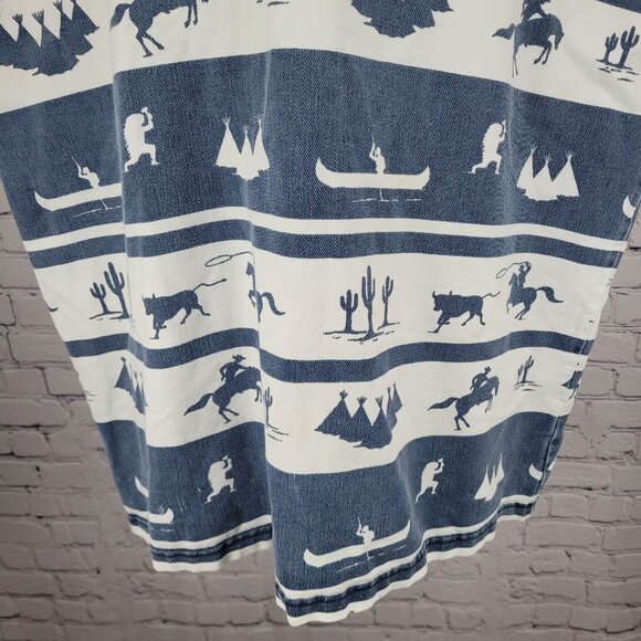 VTG Structure Activewear Blue White Western Cowboy Sleeveless Shirt USA Large - Picture 9 of 14